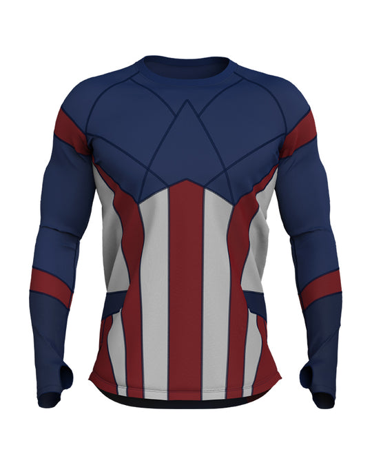 captain america dress shirt Men's RSVLTS Navy Captain America Legendary Hero KUNUFLEX Button-Down Shirt